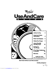 Whirlpool RF366PXY Use And Care Manual