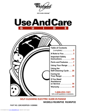 Whirlpool RS385PCE Use And Care Manual