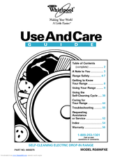 Whirlpool RS696PXE Use And Care Manual