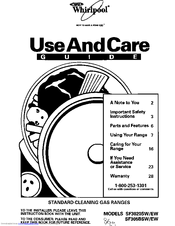 Whirlpool SF305BSW Use And Care Manual