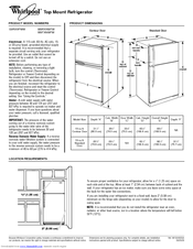 Whirlpool W9TXNMFWB - Top Freezer Refrigerator Dimension Manual