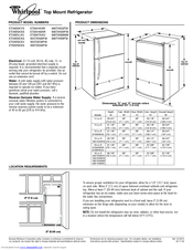 Whirlpool W5TXEWFWB - 15 cu. Ft. Refrigerator Dimension Manual