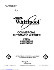 Whirlpool CAM2742TQ0 Parts List