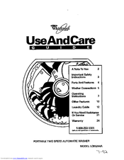 Whirlpool LCR5244A Use And Care Manual