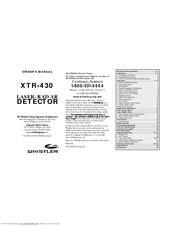 Whistler XTR-430 Owner's Manual