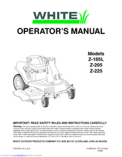 White Outdoor Z-185L, Z-205, Z-225 Operator's Manual