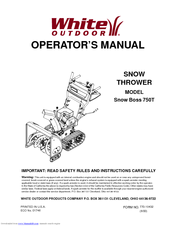 White Outdoor Snow Boss 750T Operator's Manual