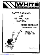 White Outdoor Products ROTO BOSS 310 216-031-190 Instruction	 Manual & Parts Book
