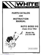 White Outdoor 215-310-190 Parts List And Instruction Manual