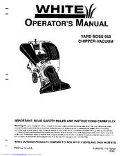 White Outdoor Yard Boss 950 Operator's Manual