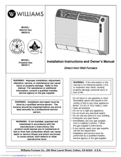 Williams 2903511 Installation Instructions And Owner's Manual