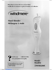 Windmere WHB200C Use And Care Book Manual