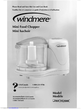 Windmere WCH200C Use And Care Book Manual