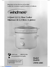 Windmere WSC200C Use And Care Manual