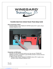 Winegard TRAVELNET TN2300-DV Series Setup Manual