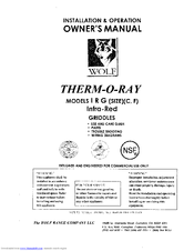 Wolf Therm-O-Ray IRGC Owner's Manual