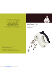 Wolfgang Puck Five Speed Hand Mixer Use And Care Manual