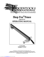 Woodstock Shop Fox Fence W1410 Operating Manual