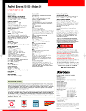 Xircom RealPort REM56G-100BTX Specifications