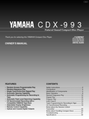 Yamaha CDX-993 Owner's Manual
