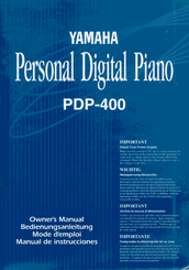 Yamaha PDP-400 Owner's Manual