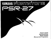 Yamaha PortaTone PSR-27 Owner's Manual