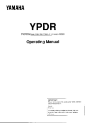 Yamaha YPDR601 Operating Manual