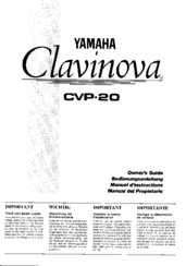 Yamaha Clavinova CVP-20 Owner's Manual