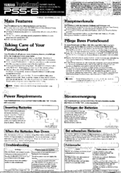 Yamaha PortaSound PSS-6 Owner's Manual