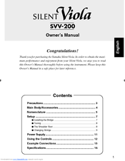 Yamaha Silent Viola SVV-200 Owner's Manual