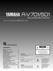 Yamaha R-V701 - AV Receiver Owner's Manual