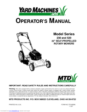 Yard Machines 230 Series Operator's Manual
