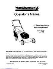 Yard Machines 11A-418 Series Operator's Manual