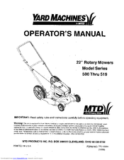 Yard Machines 500 Series Operator's Manual