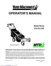 Yard Machines 820 Series Operator's Manual