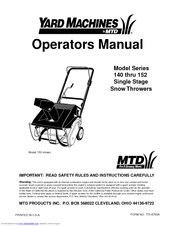 Yard Machines E152 Operator's Manual