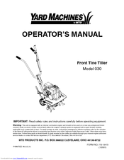 Yard Machines 030 Series Operator's Manual