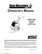 Yard Machines 340 Thru 390 Operator's Manual