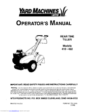 Yard Machines 422 Operator's Manual