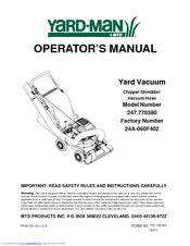 Yard-Man 247.77038 Operator's Manual