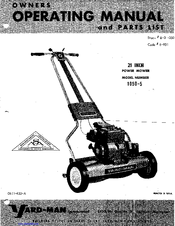 Yard-Man 1050-5 Owners Operating Manual And Parts List