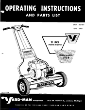 Yard-Man 1070-4 Operating Instructions And Parts List Manual
