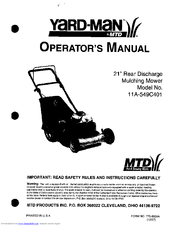 Yard-Man 11A-549C401 Operator's Manual