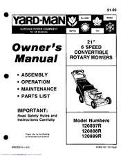 Yard-Man 120898R Owner's Manual