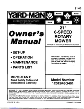 Yard-Man 123E848G401 Owner's Manual