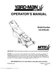 Yard-Man 12A-979L401 Operator's Manual
