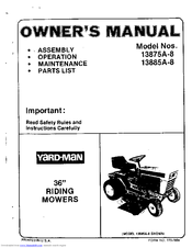 Yard-Man 13885A-8 Owner's Manual