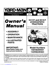 Yard-Man 143W834H401 Owner's Manual