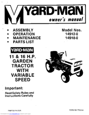 Yard-Man 14912-0 Owner's Manual
