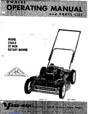Yard-Man 2260-0 Owners Operating Manual And Parts List